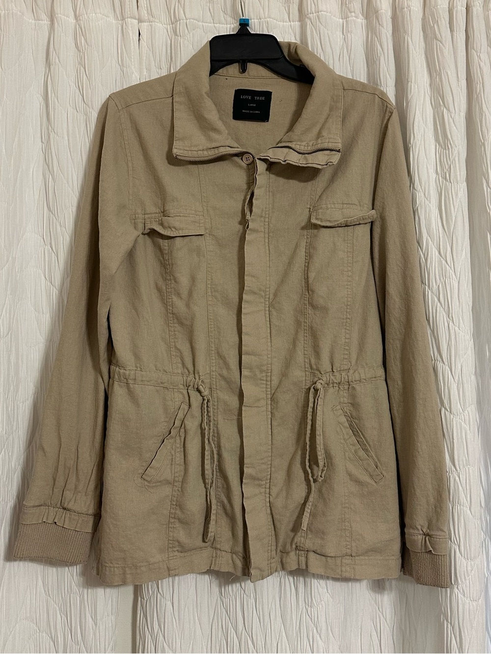 Love Tree Beige Drawstring Utility Jacket